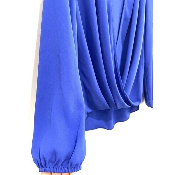 Lilly Pulitzer Size S Myah Long Sleeve Wrap Blouse Royal Purple Draped Relaxed - Picture 10 of 13
